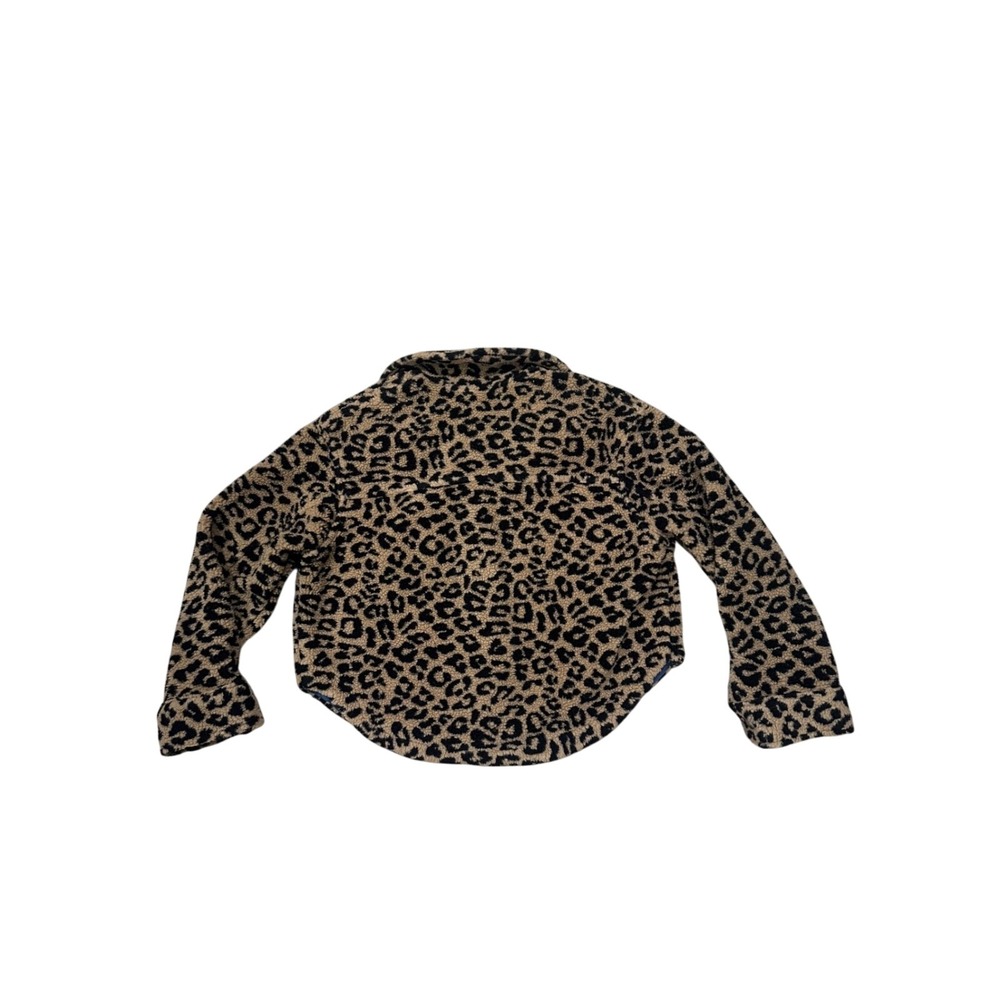 Zara Kids Leopard‎ Print Fleece Shacket Button Front Jacket Brown Tan Size 11-12 - Picture 2 of 6